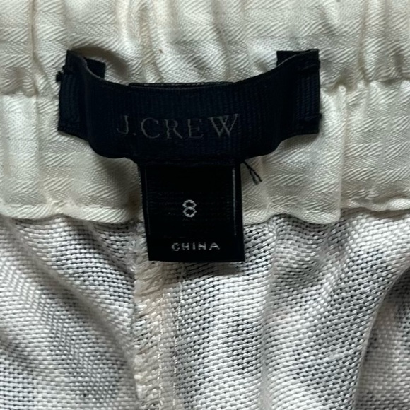 J Crew Crop Pants Womens 8 Linen Blend Leopard Loose Fit Stretch Waist Pockets - Picture 8 of 12